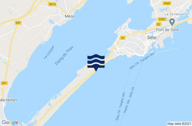 Mapa da tábua de marés em Mèze, France