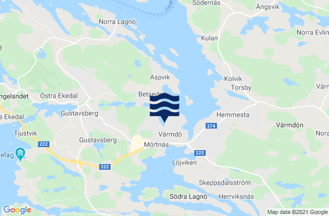 Mapa da tábua de marés em Mörtnäs, Sweden
