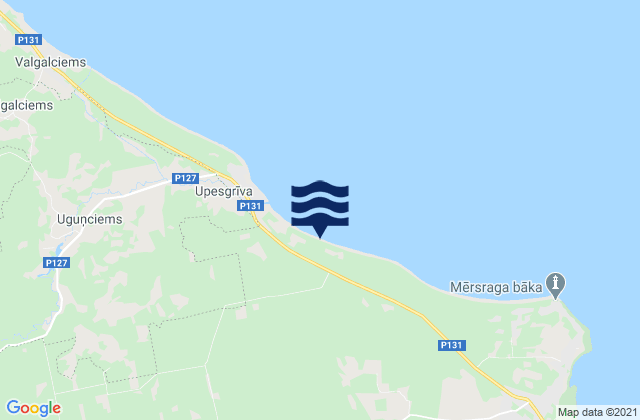 Mapa da tábua de marés em Mērsraga Novads, Latvia
