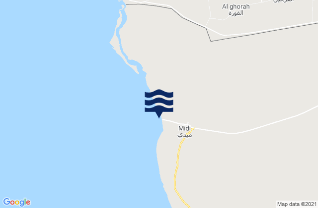 Mapa da tábua de marés em Mīdī, Yemen