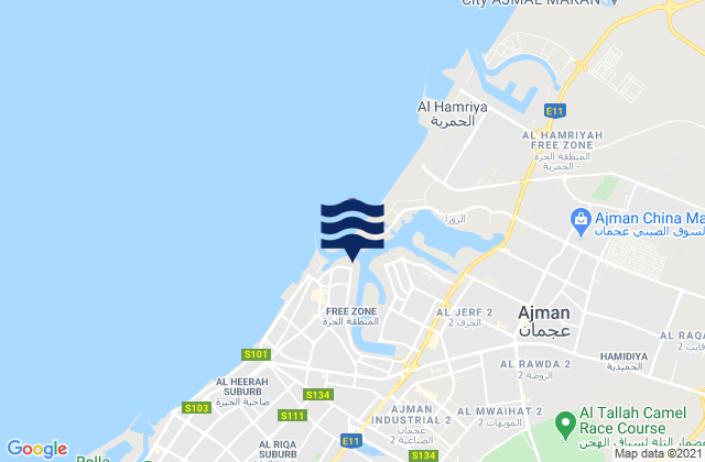 Mapa da tábua de marés em Mīnā’ ‘Ajmān, United Arab Emirates