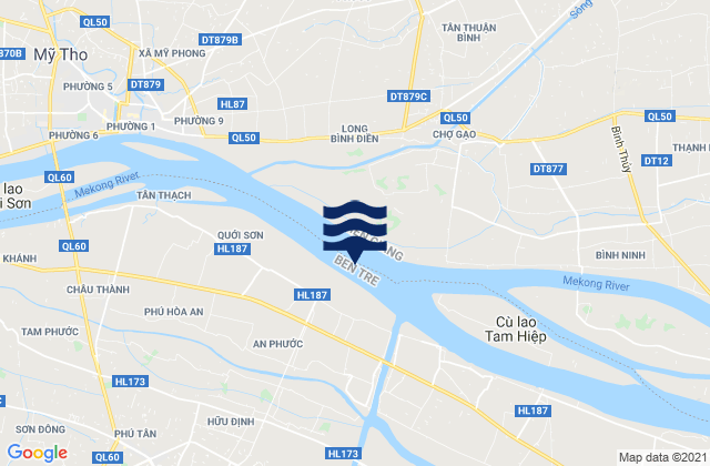 Mapa da tábua de marés em Mỹ Tho, Vietnam