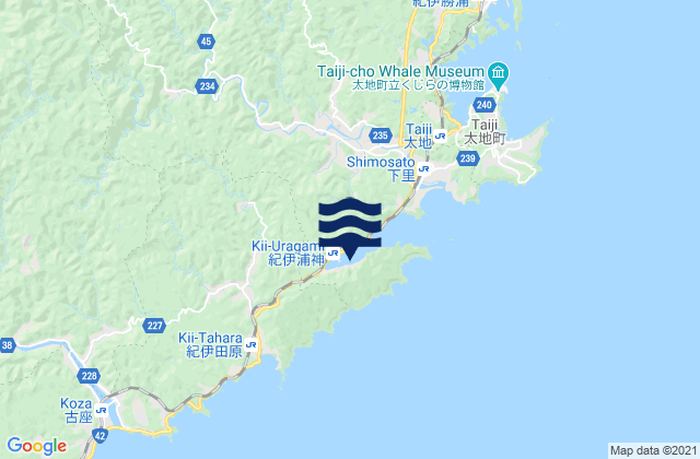 Mapa da tábua de marés em Nachikatsuura, Japan