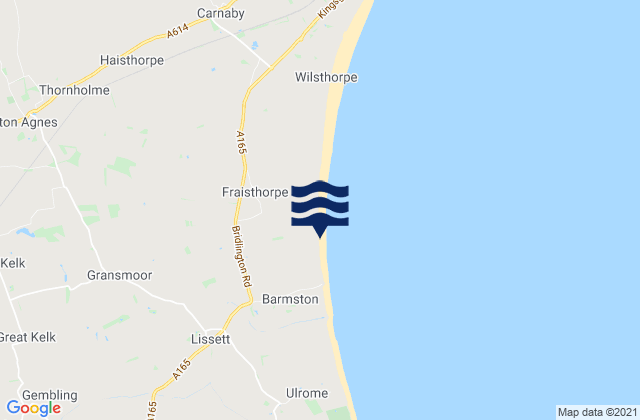 Mapa da tábua de marés em Nafferton, United Kingdom