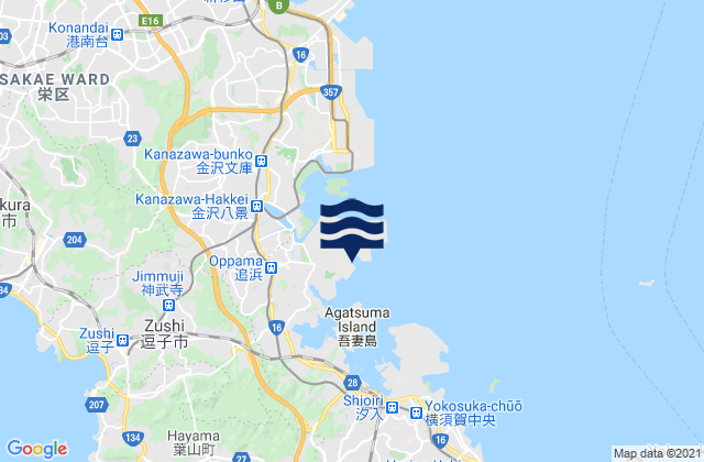 Mapa da tábua de marés em Naga Ura, Japan