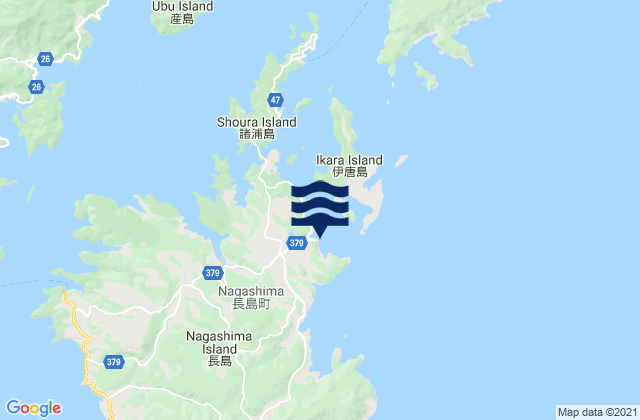 Mapa da tábua de marés em Nagashima, Japan