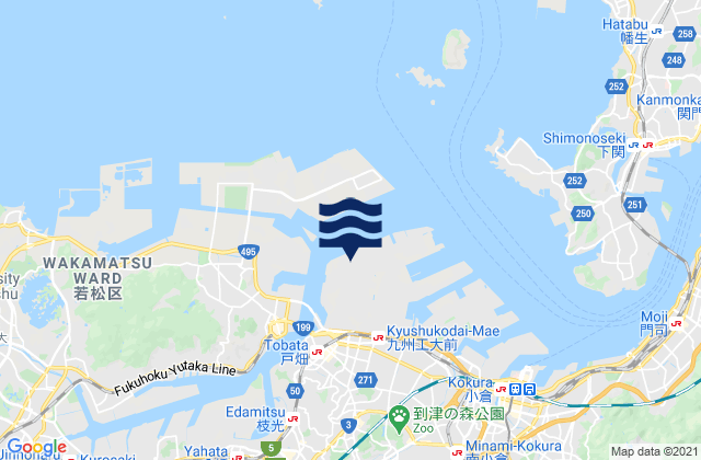 Mapa da tábua de marés em Nagoya-zaki, Japan