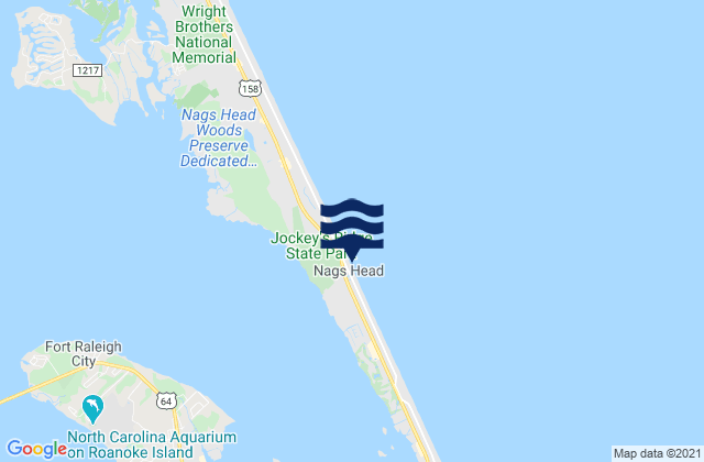 Mapa da tábua de marés em Nags Head, United States