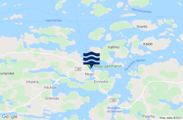 Mapa da tábua de marés em Nagu, Finland