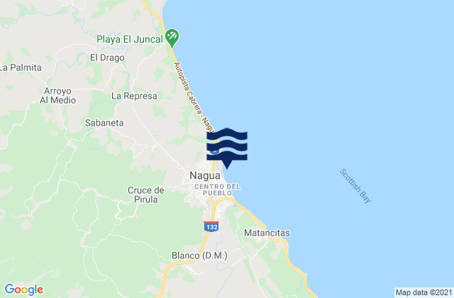 Mapa da tábua de marés em Nagua, Dominican Republic