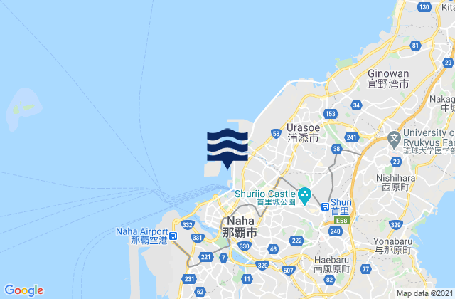 Mapa da tábua de marés em Naha Shinkō, Japan