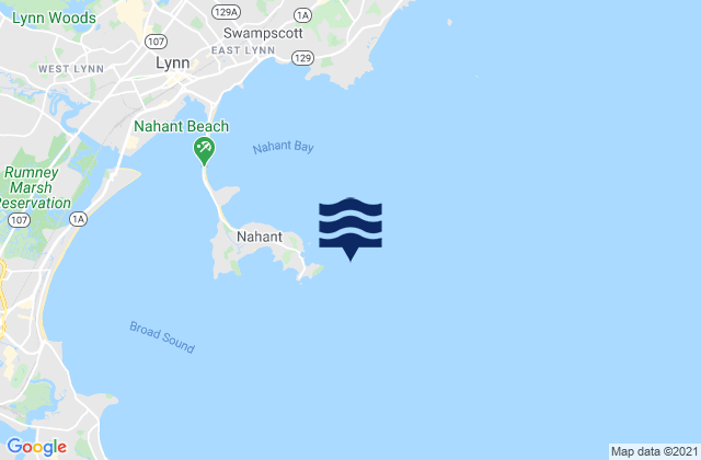 Mapa da tábua de marés em Nahant 0.4 n.mi. east of East Point, United States