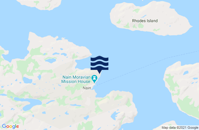 Mapa da tábua de marés em Nain, Canada