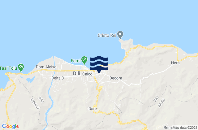 Mapa da tábua de marés em Nain Feto, Timor Leste