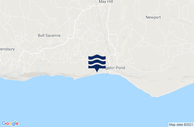 Mapa da tábua de marés em Nain, Jamaica