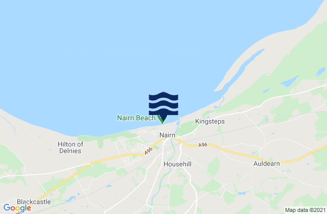 Mapa da tábua de marés em Nairn Beach, United Kingdom