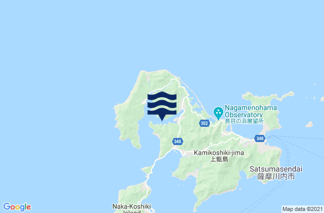 Mapa da tábua de marés em Nakagawara Ura, Japan
