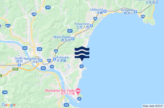 Mapa da tábua de marés em Nakamura, Japan