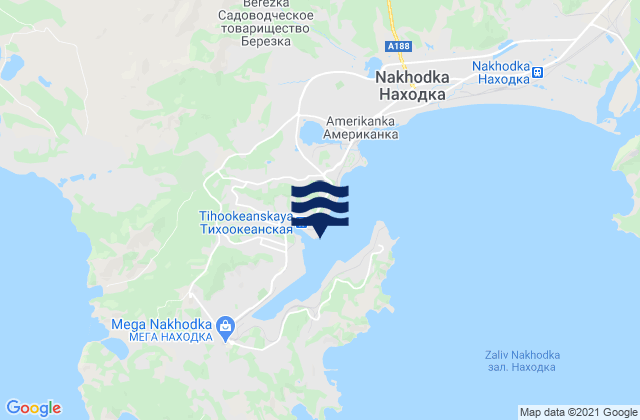 Mapa da tábua de marés em Nakhodka, Russia