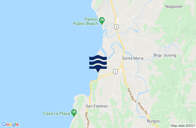 Mapa da tábua de marés em Nalvo, Philippines