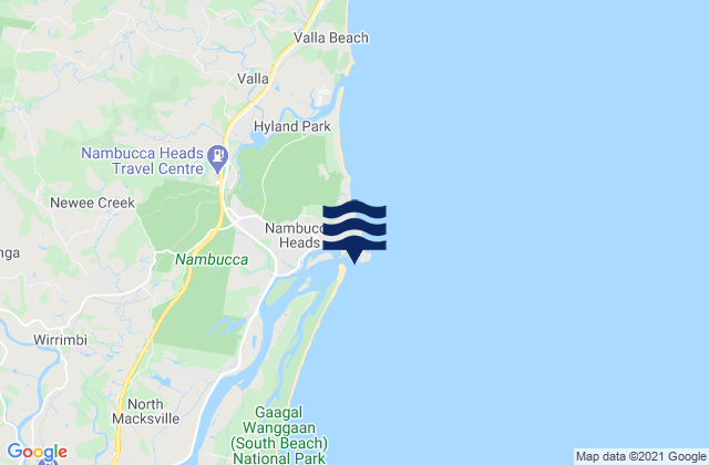Mapa da tábua de marés em Nambucca Heads, Australia