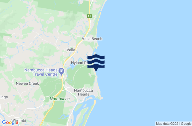 Mapa da tábua de marés em Nambucca, Australia
