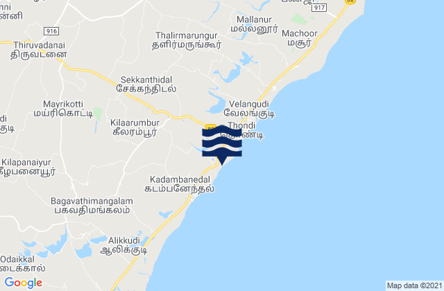 Mapa da tábua de marés em Nambutalai, India