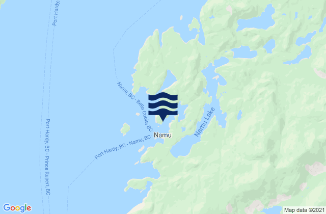 Mapa da tábua de marés em Namu, Canada