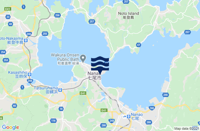 Mapa da tábua de marés em Nanao Shi, Japan