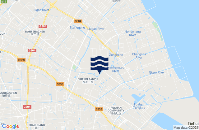 Mapa da tábua de marés em Nanfeng, China