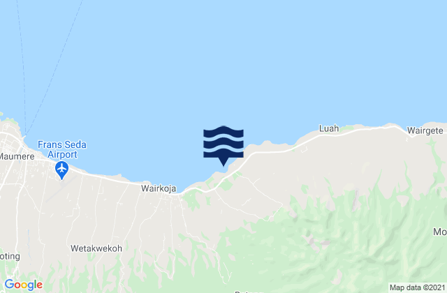 Mapa da tábua de marés em Nangahaledoi, Indonesia
