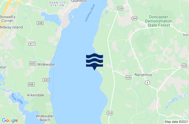 Mapa da tábua de marés em Nanjemoy (Liverpool Point), United States