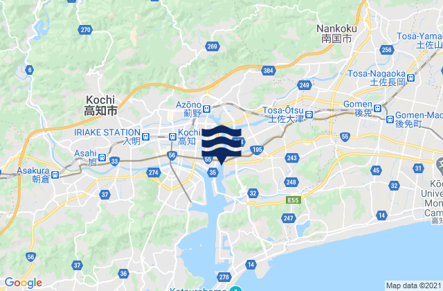 Mapa da tábua de marés em Nankoku Shi, Japan