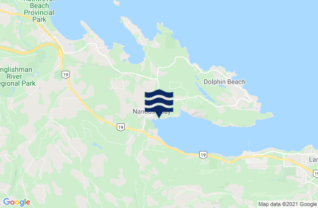 Mapa da tábua de marés em Nanoose Bay, Canada