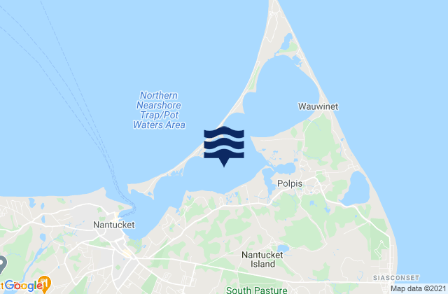 Mapa da tábua de marés em Nantucket Harbor, United States