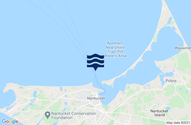 Mapa da tábua de marés em Nantucket Harbor entrance channel, United States
