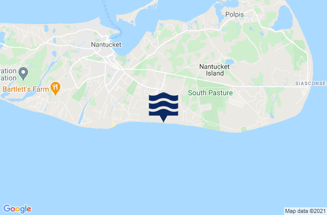 Mapa da tábua de marés em Nantucket Island, United States