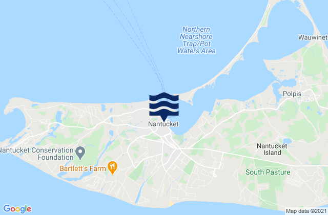 Mapa da tábua de marés em Nantucket, United States