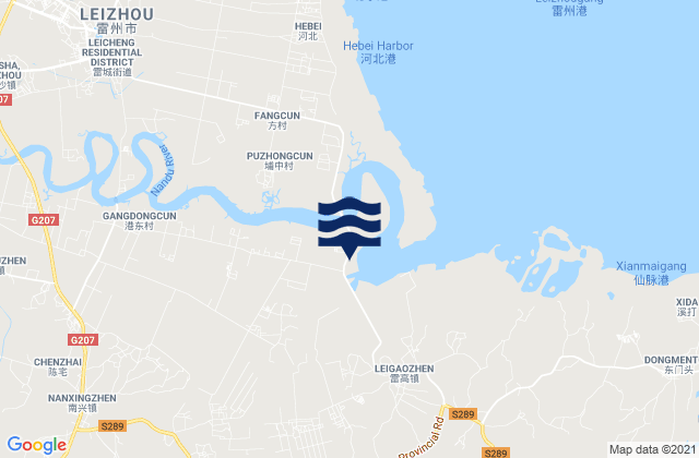 Mapa da tábua de marés em Nanxing, China