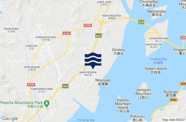 Mapa da tábua de marés em Nanyue, China