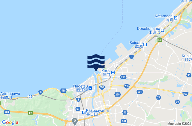 Mapa da tábua de marés em Naoetu, Japan