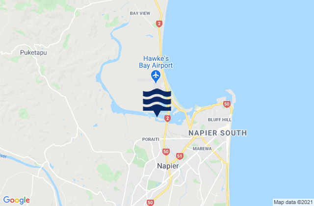Mapa da tábua de marés em Napier City, New Zealand