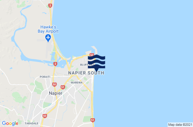 Mapa da tábua de marés em Napier, New Zealand