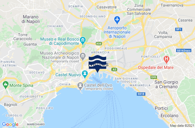 Mapa da tábua de marés em Naples, Italy