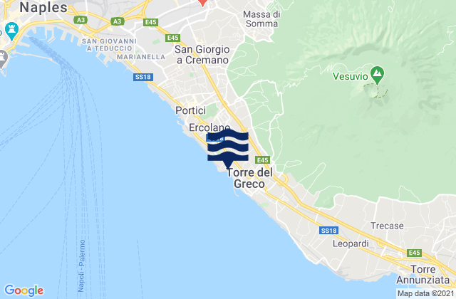 Mapa da tábua de marés em Napoli, Italy