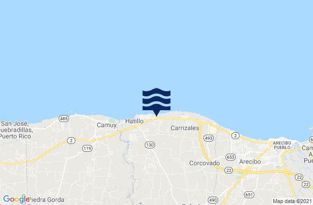 Mapa da tábua de marés em Naranjito Barrio, Puerto Rico