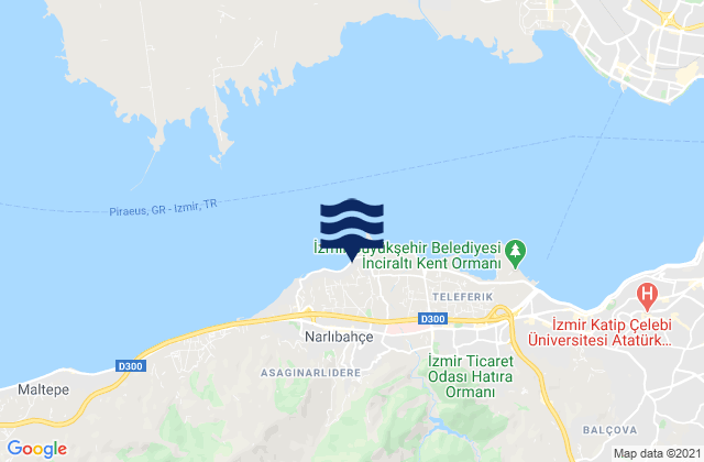 Mapa da tábua de marés em Narlıdere, Turkey