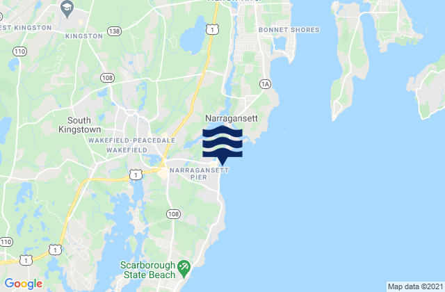 Mapa da tábua de marés em Narragansett Pier, United States