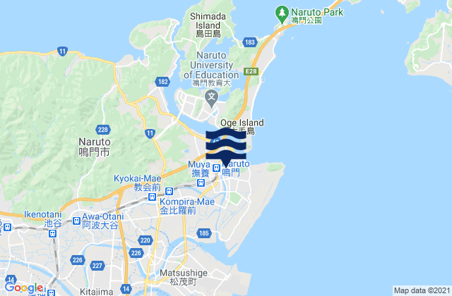 Mapa da tábua de marés em Naruto-shi, Japan