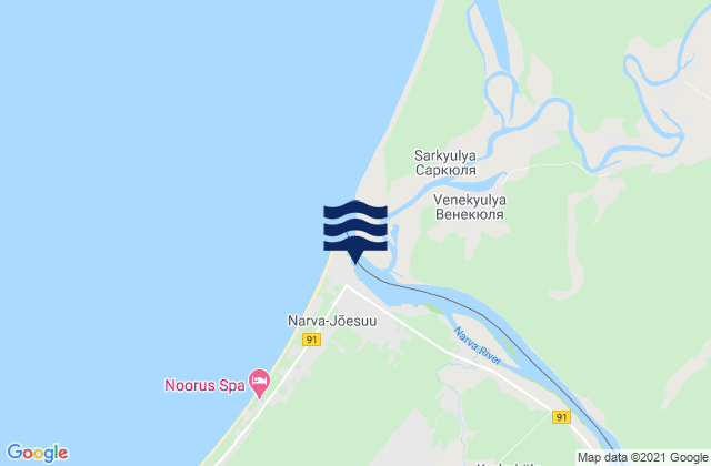 Mapa da tábua de marés em Narva-Jõesuu, Estonia